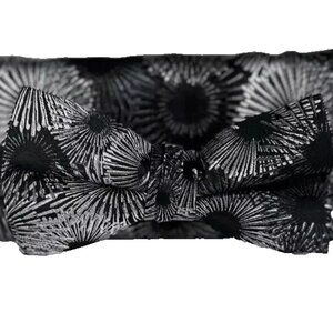 Stacy Adams Men's Bow Tie Hanky Black Silver Charcoal Gray Handmade 2.5" Wide